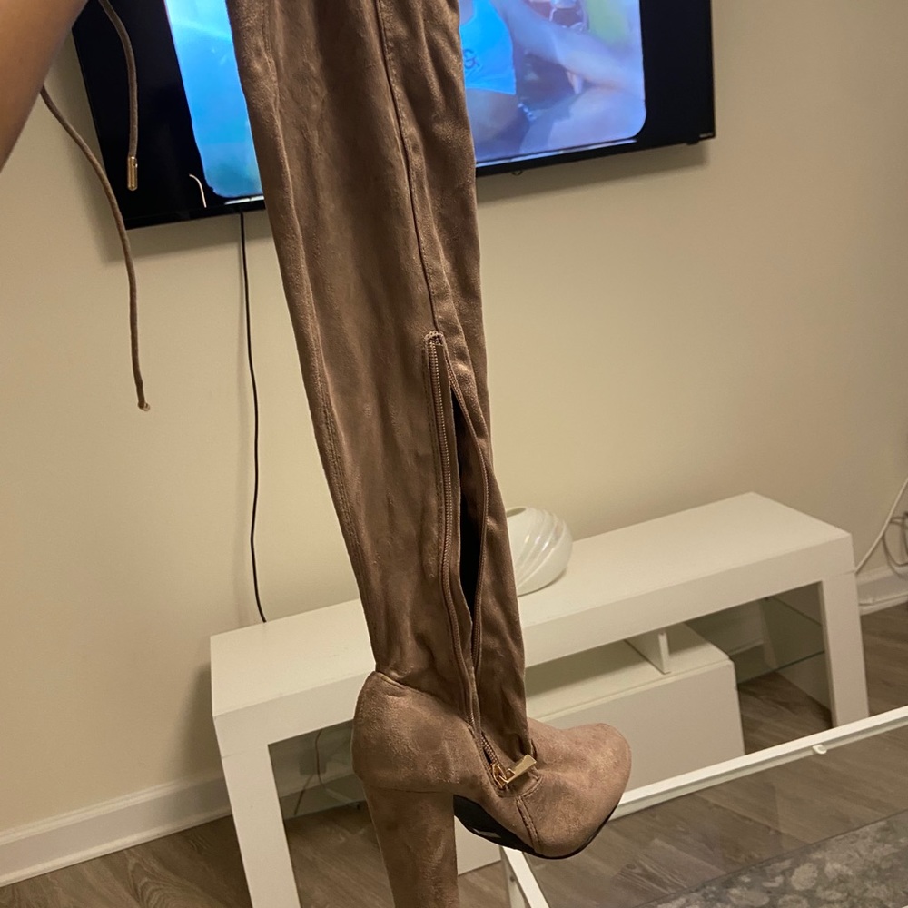 nude suede boots